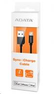  ADATA Sync & Charge Lightning kabel - USB A 2.0, 100cm, plastový, černý
