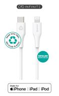 eSTUFF INFINITE Super Soft USB-C to Lightning Cable to Cable MFI 1m White
