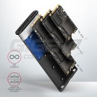  AXAGON EEM2-SG2, USB-C 3.2 Gen 2 - M.2 NVMe & SATA SSD kovový RAW box, bezšroubkový, stříbrný - Fotka 5/9