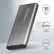  AXAGON EEM2-SG2, USB-C 3.2 Gen 2 - M.2 NVMe & SATA SSD kovový RAW box, bezšroubkový, stříbrný - Fotka 1/9