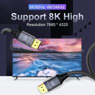 PremiumCord DisplayPort 1.4 přípojný kabel 32,4Gbit/s, rozlišení 8K, kovové a zlacené konektory, 2m - Fotka 5/12