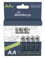  MediaRange nabíjecí USB-C Li-Ion baterie Mignon AA, 1,5V, 1400 mAh, 4ks - Fotka 3/4